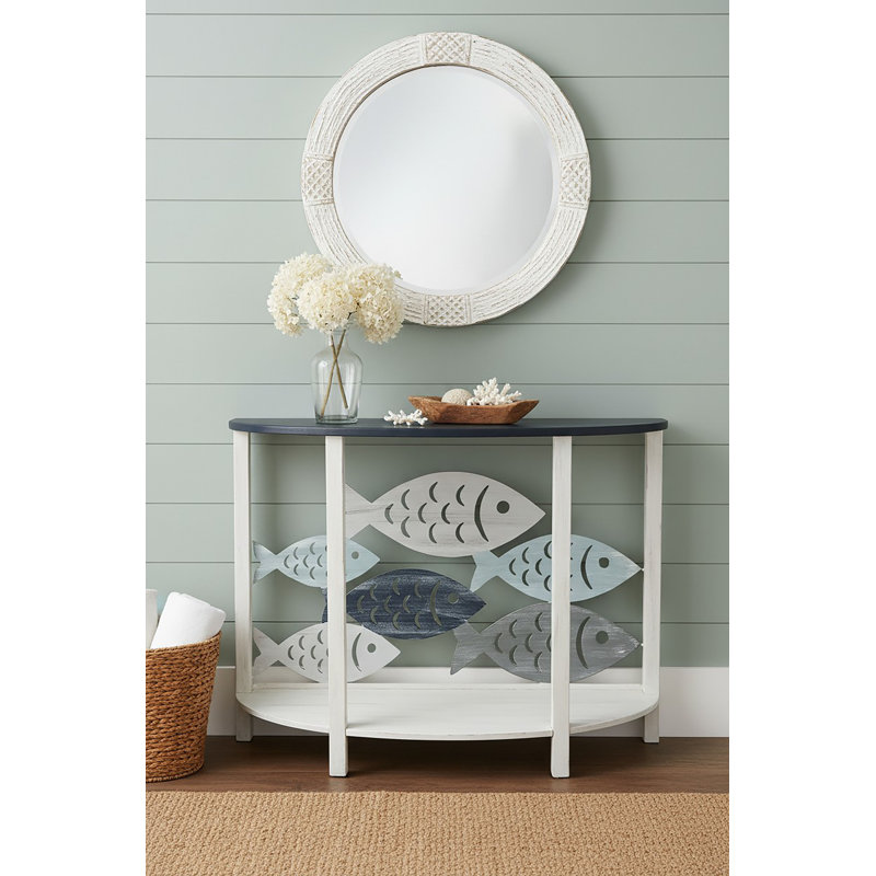 TABLE DE SOFA RONDE EN IRON AVEC ÉCOLE DE POISSON