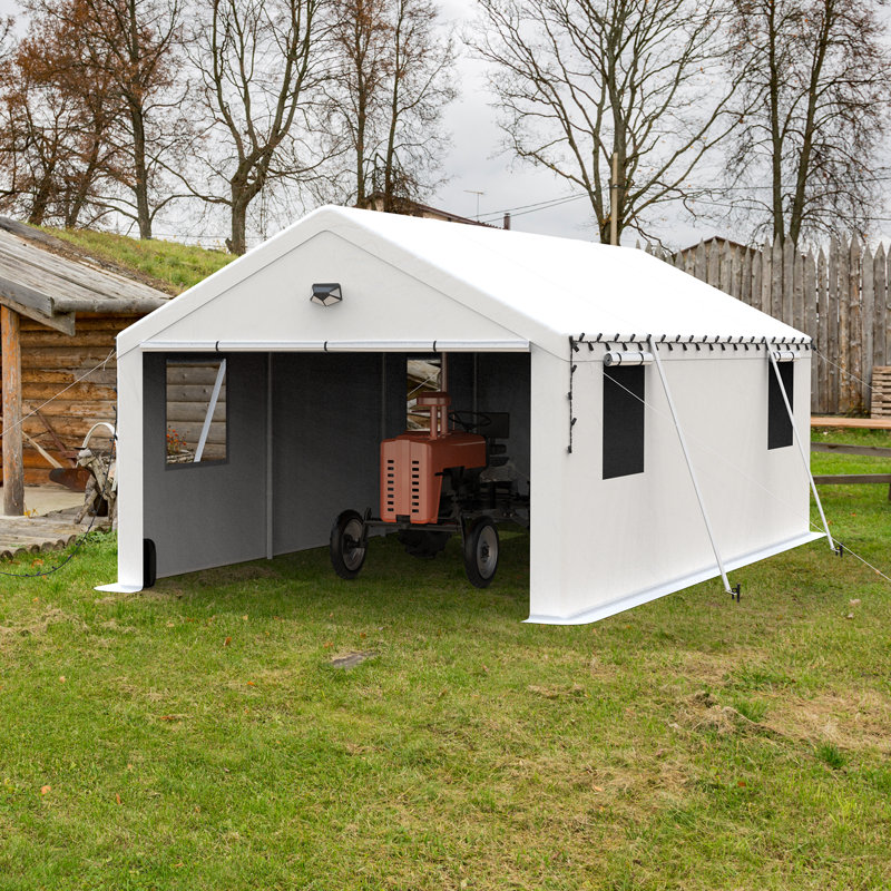 13 Ft. W x 25 Ft. D Heavy Duty Carport Canopy - White, White, 10.3' H x 13' W x 25' D