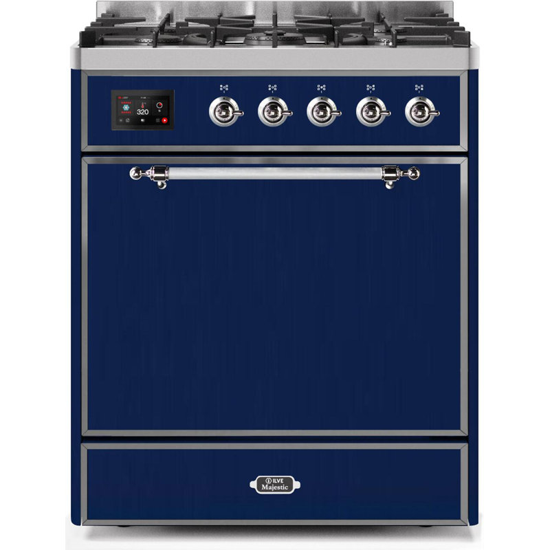 Majestic II 30" 4 cu.ft. Freestanding Dual Fuel with Convection Oven, Glossy Black/Chrome, Liquid Propane