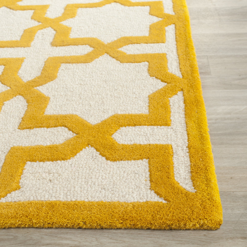 Igna Hand Tufted Wool Geometric Rug, Square 6'