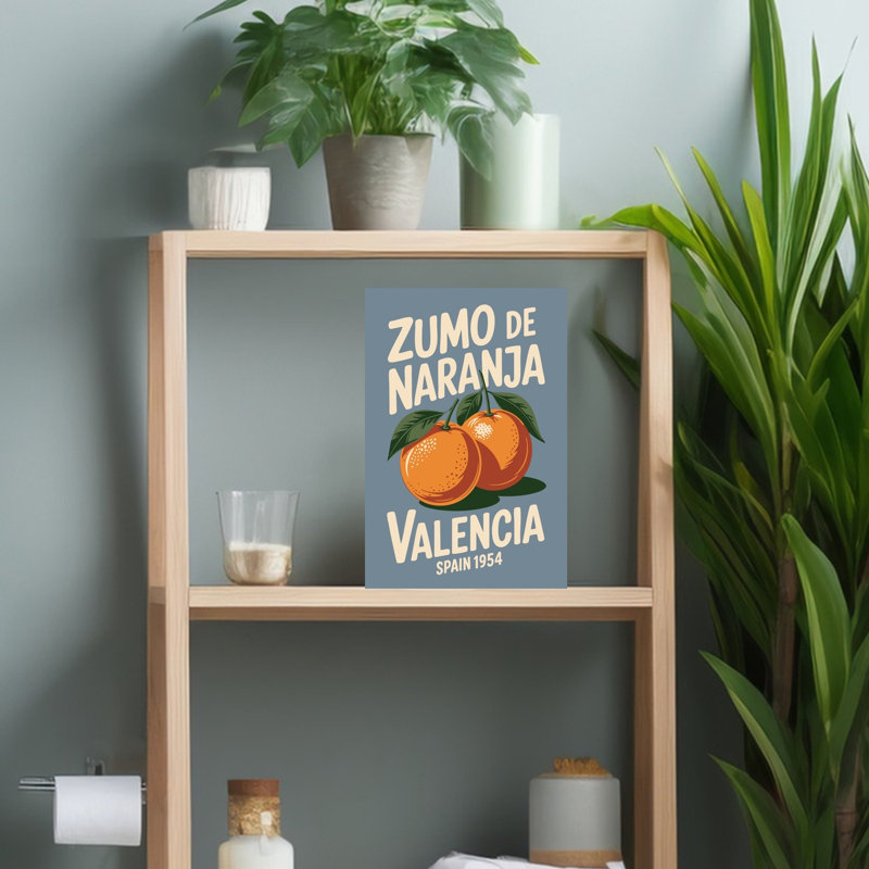 «Valencia Orange Juice Classic Organic Retro Fruit Summer», art mural, H 18 po x l 12 po