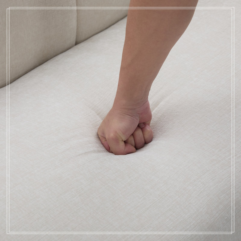 Canapé incurvé en chenille avec assise moelleuse, Beige