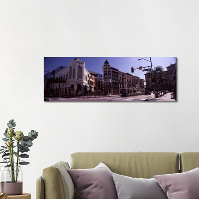Buildings Along the Road, Rodeo Drive, Beverly Hills, Los Angeles County, California, USA 1 Piece Wrapped Canvas Panoramic Wall Art