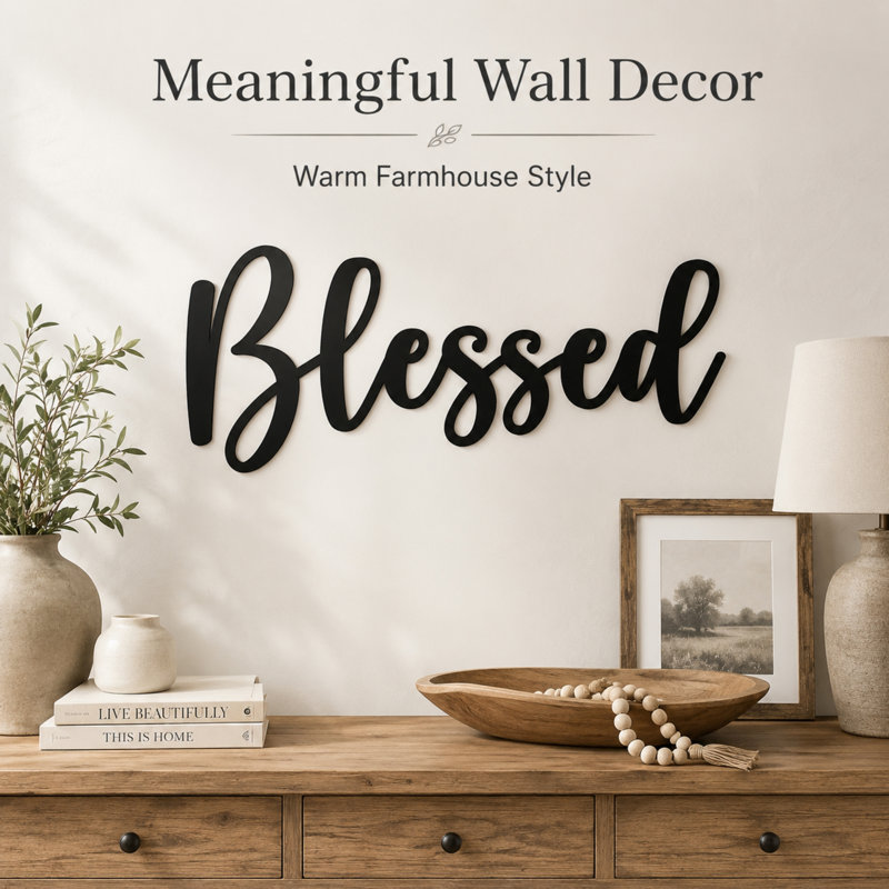 Décoration murale bénie, Noir, H 5,1 po x l 12 po x P 0,1 po