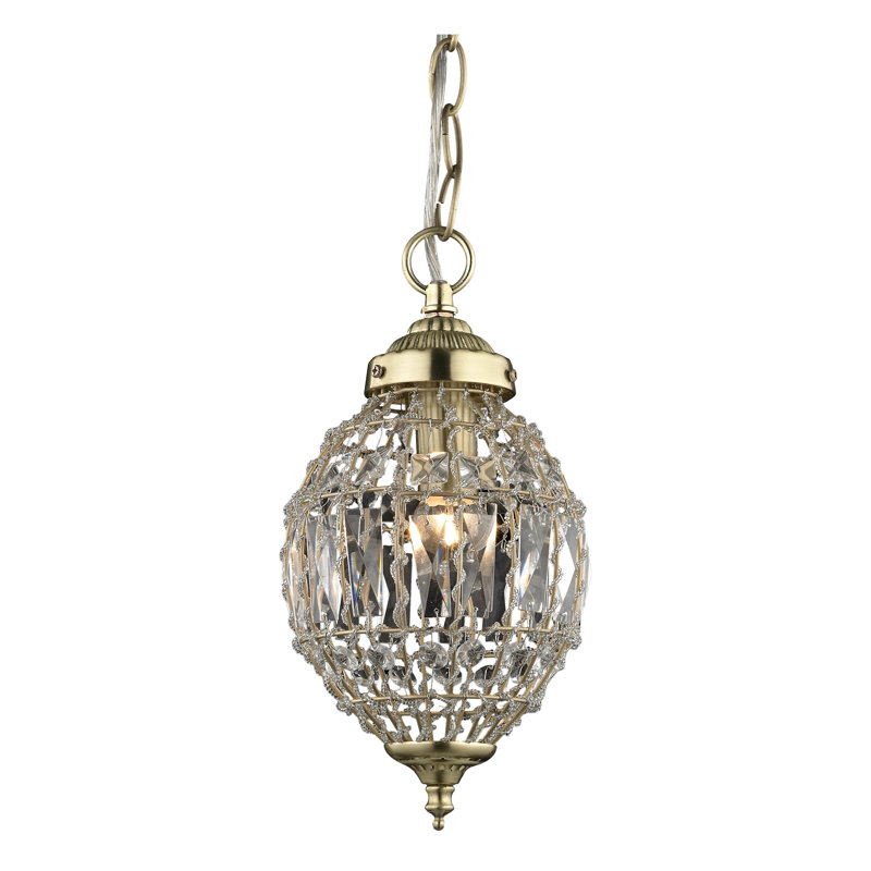 1 - Light Satin Brass Crystal Pendant