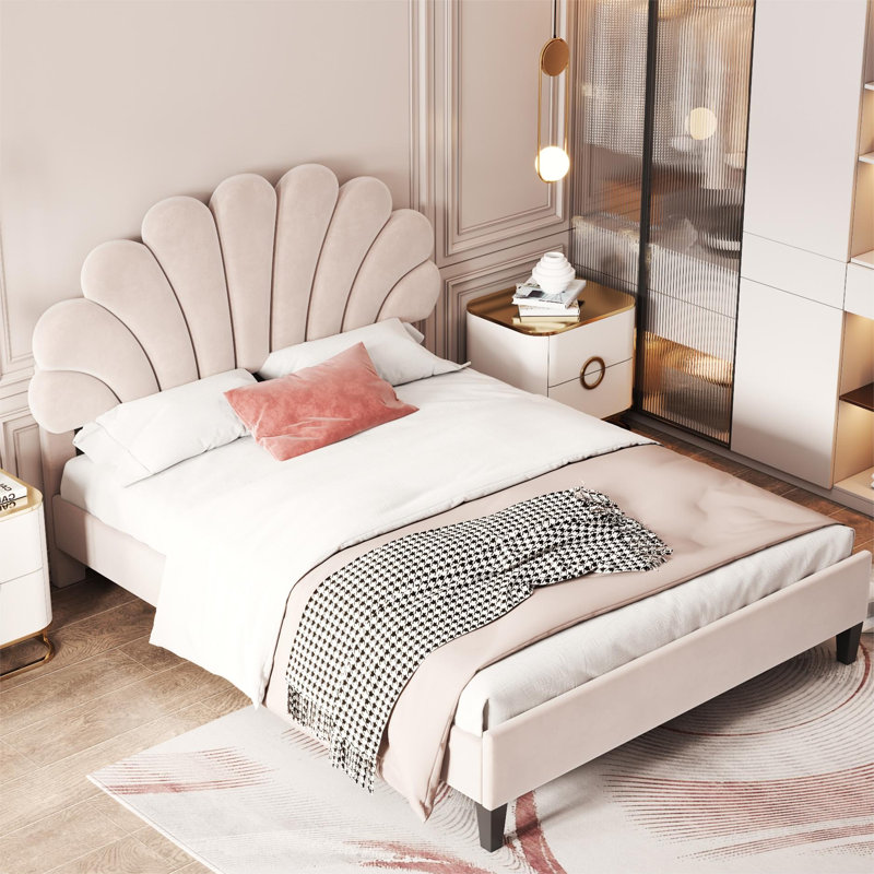Penngrove Upholstered Bed, European Double (140 x 200cm), Beige