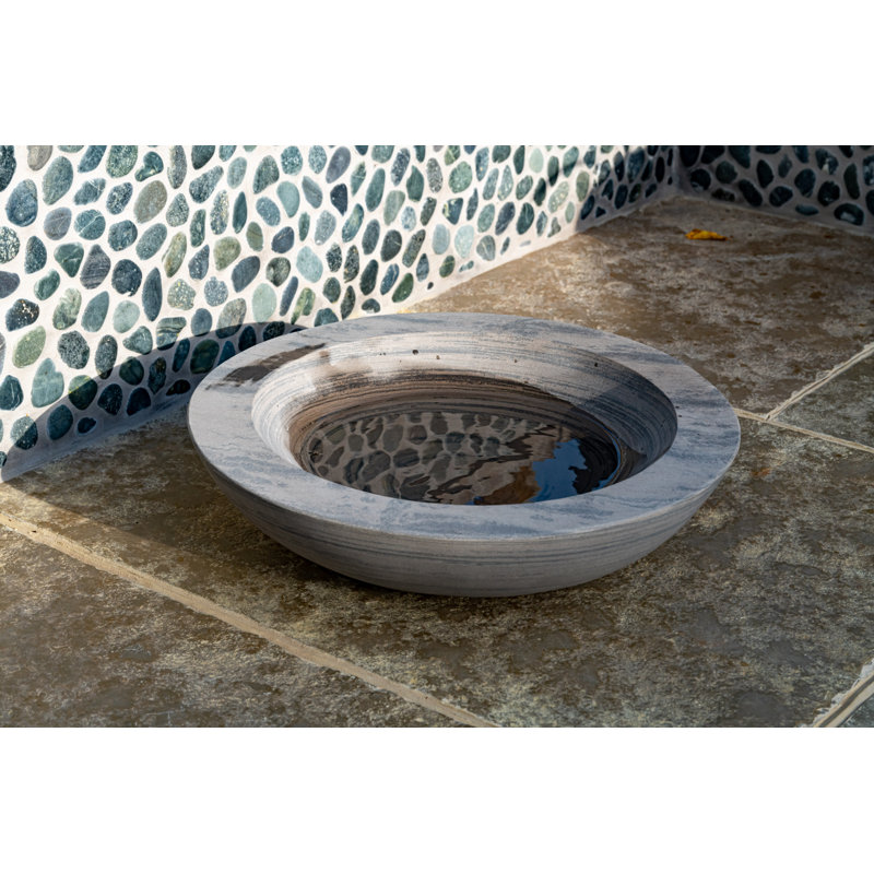 Akeem Natural Stone Birdbath, Grey