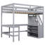 Lit mezzanine double en gris avec bureau intégré et rangement - Transformez le décor de votre chambre à coucher en L et à plusieurs niveaux de rangement, maximisez la fonctionnalité-133280915