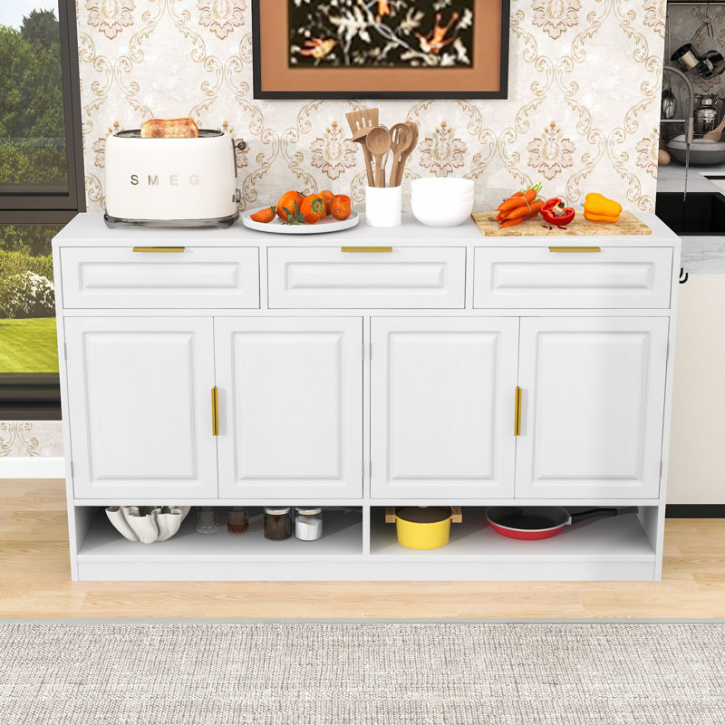 Armoire de rangement élégante avec amplement d'espace de rangement et tablettes réglables, Blanc