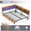 Structure de lit d'angle avec bibliothèque de rangement, lit de jour double avec tiroirs de rangement en dessous, unité de lit pour enfants avec station de charge et éclairage à DEL-708637227-708637226
