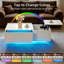 High Gloss White LED Lift Top Coffee Table with Hidden Storage Compartment & Side Drawer 