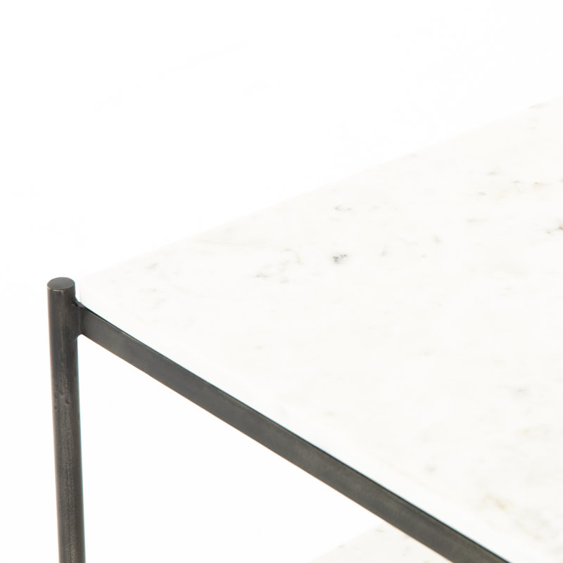 Castino Aurelia End Table with Storage, Hammered Gray/White