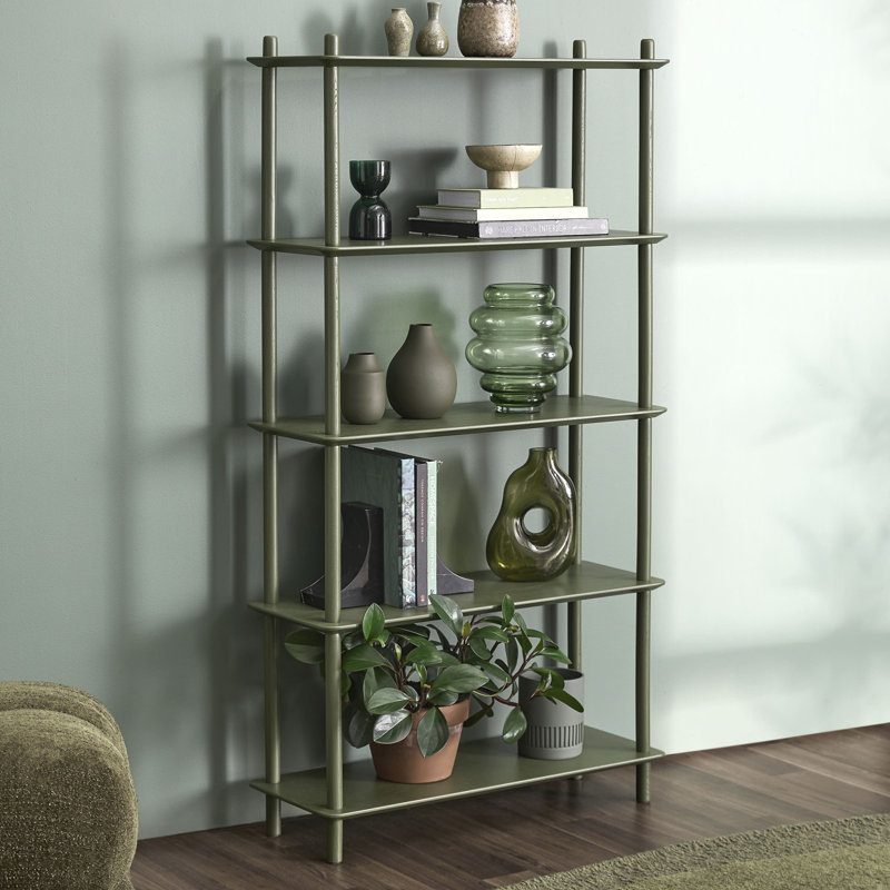 Banjo 149 cm H x 80 cm W Solid Wood Standard Bookcase, Olive