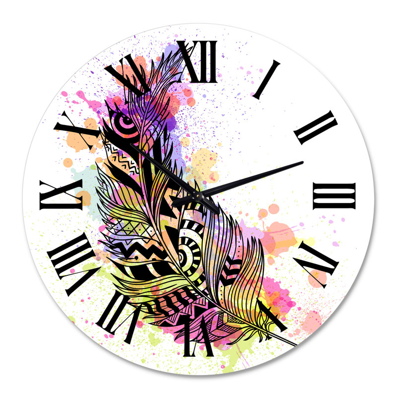 Croquis de plumes et géométrie IIi - Horloge murale moderne, Moyen