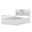 Structure de lit plateforme double pleine grandeur avec bibliothèques de rangement et tablettes, quatre tiroirs-112939140