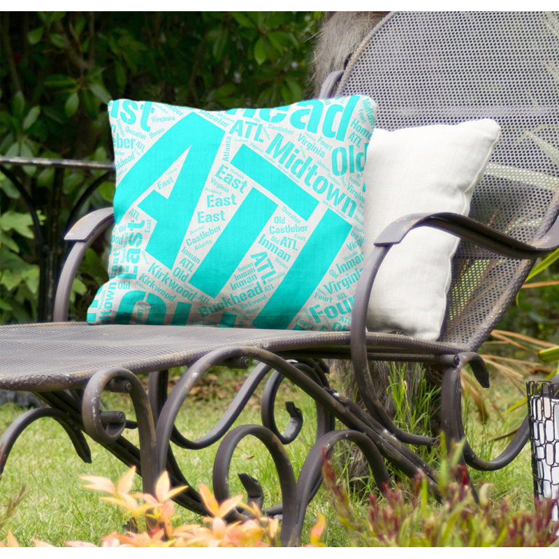 Coussin décoratif intérieur/extérieur atlanta, Non, Cyan, H 16 po x l 16 po