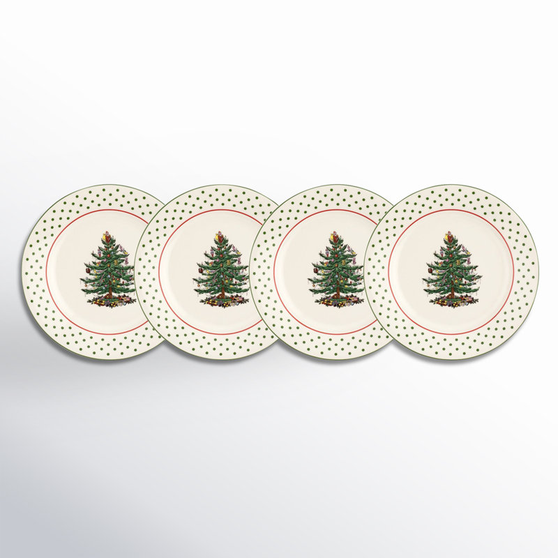 Spode Christmas Tree Polka Dot Dessert Plates