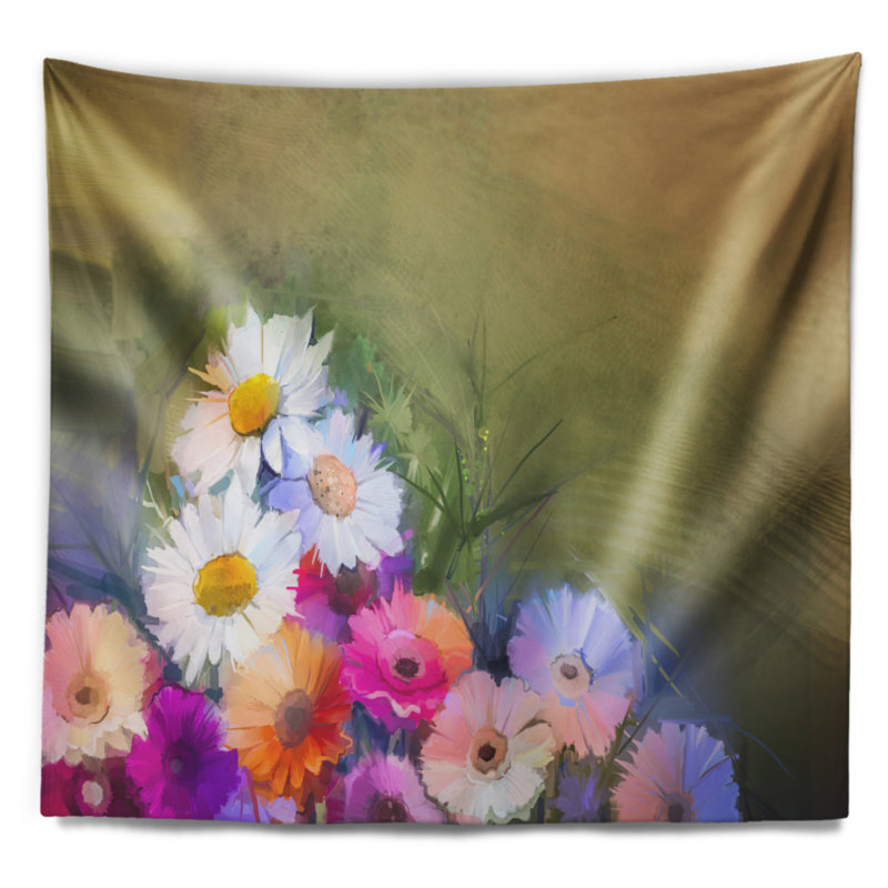 Tapisserie blanche avec tournesol et gerbera, H 50 po x l 60 po