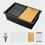 Évier de cuisine encastré en composite de quartz durable, silencieux et facile à nettoyer, 71 x 48 x 24,5 cm