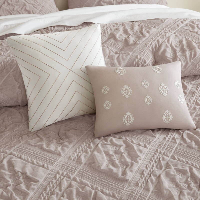 Jacquard sculpté Mona, 5 pièces Ensemble d'édredon, Édredon très grand lit et 4 pièces incluses