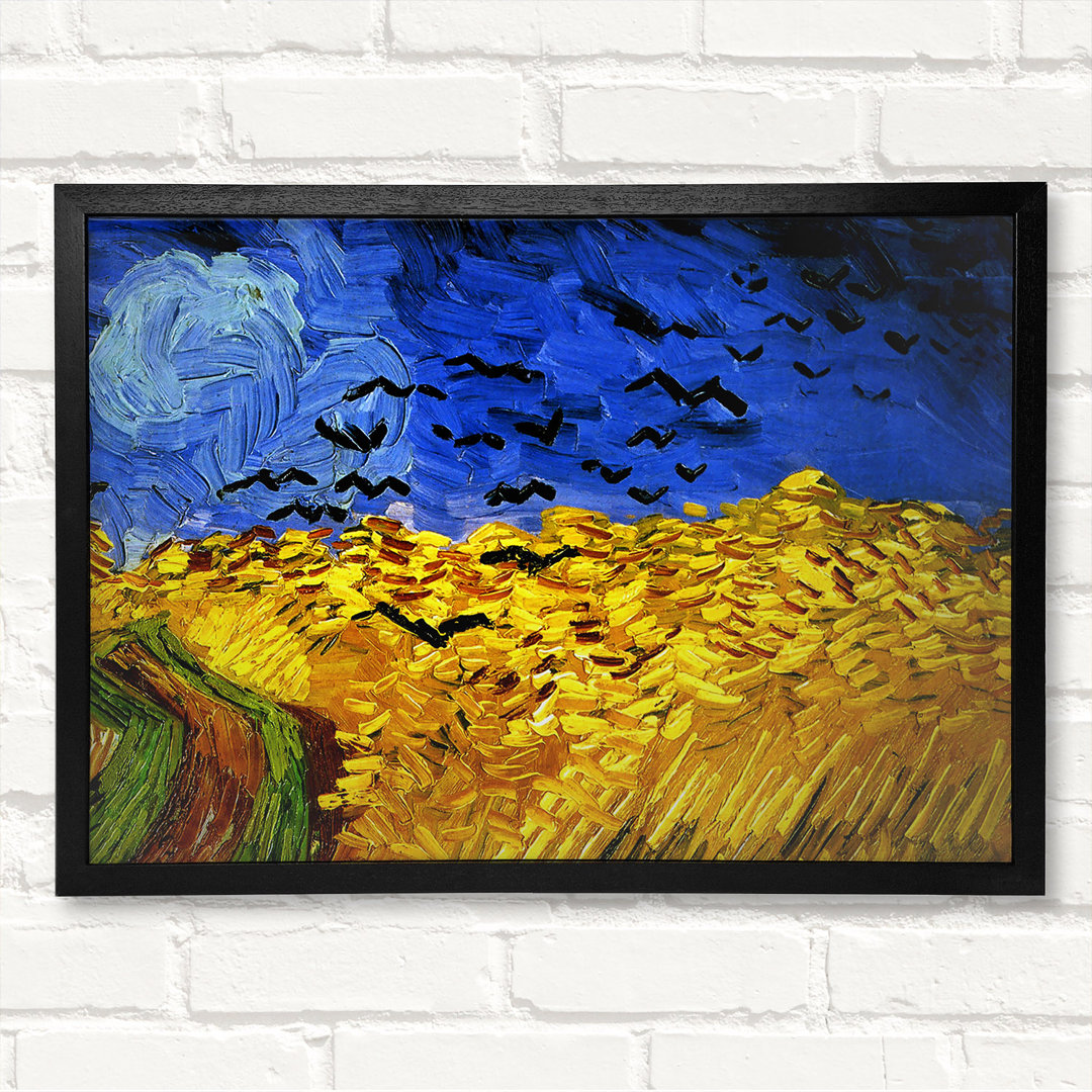 Gerahmtes Wandbild Van Gogh Weizenfeld mit Krähen 02