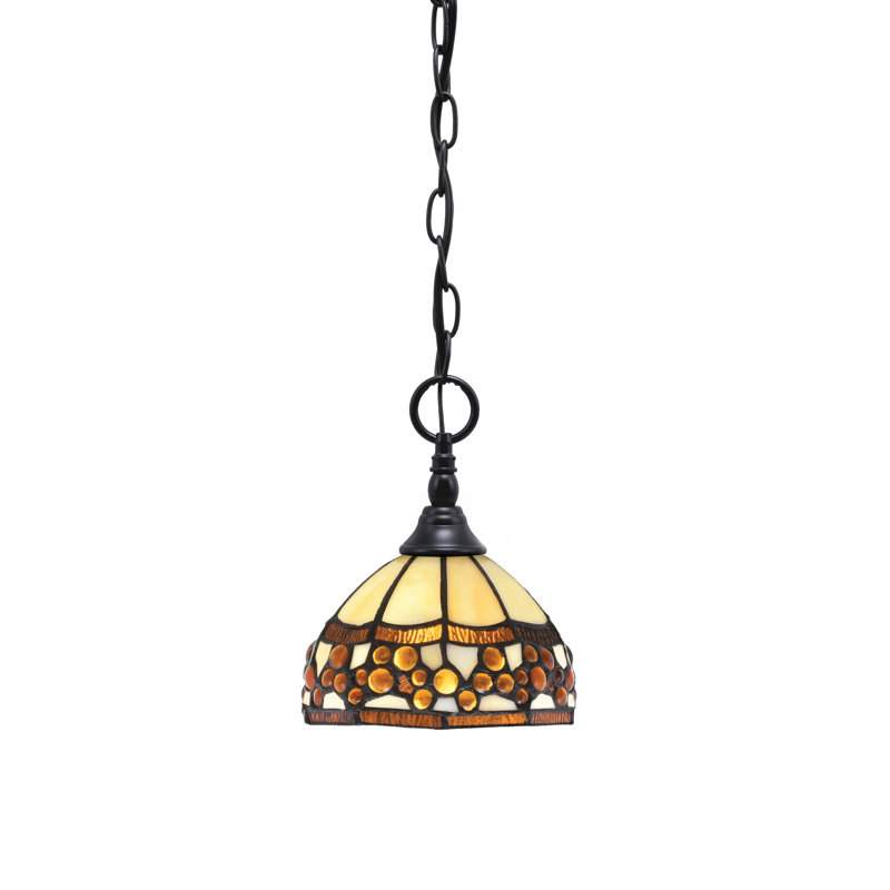 Mini-luminaire suspendu en chaîne avec verre, Noir mat