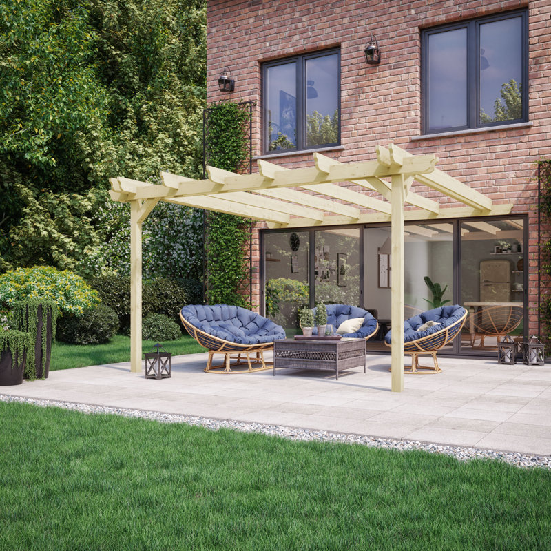 Ciccio Manufactured Wood Pergola, Light Green, 340cm H x 360cm W x 480cm D