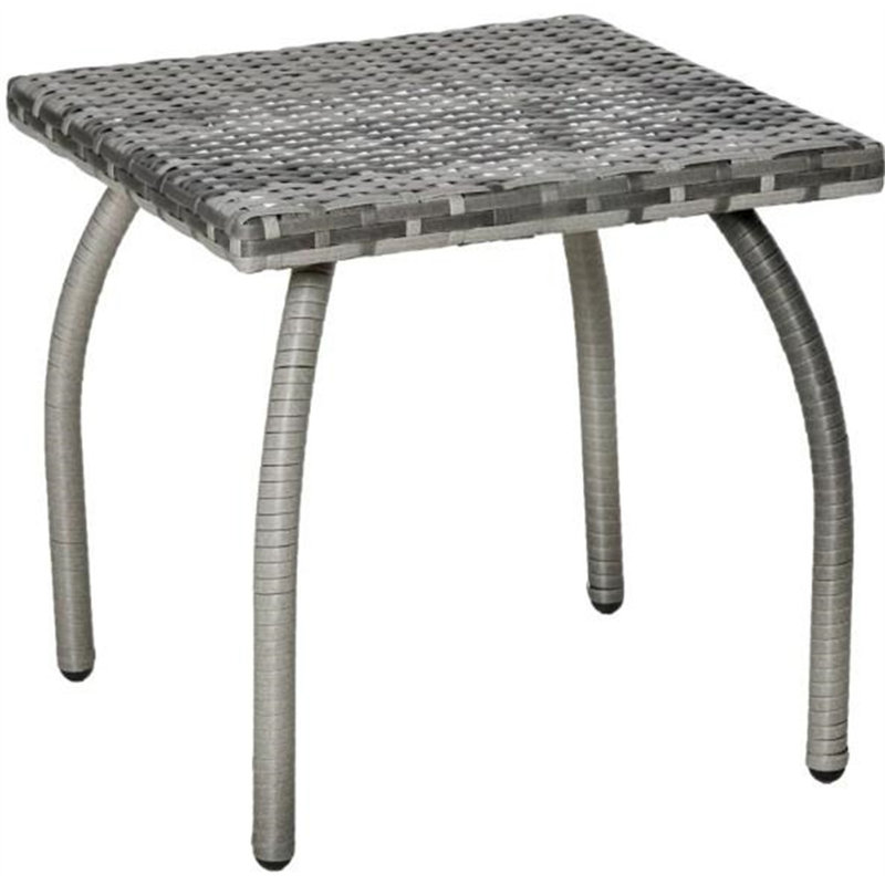 Petite table de bout d'extérieur carrée en rotin d'extérieur, table d'appoint en osier résistante aux intempéries pour le jardin, le balcon et la cour arrière | Idée de cadeau