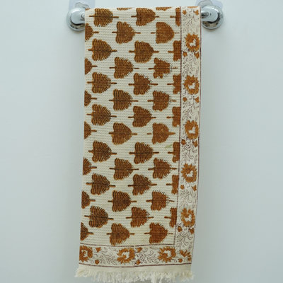 Discover Floral Hand Block Print Cotton Waffle Hand Towels 17X32 Unique Design & Premium Quality (Udaan,Brown)