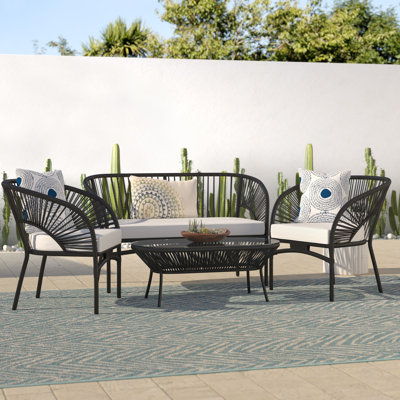 Anding 4 - Person Patio Conversation Set with Cushions