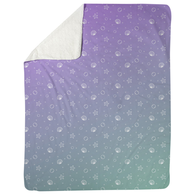 Couverture Katelyn Elizabeth Seashell, l 52,5 po x L 62,5 po, Mauve / Vert