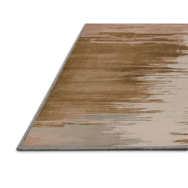Tapis gris aquarelle lavable à la machine, Rectangulaire 8 pi x 10 pi