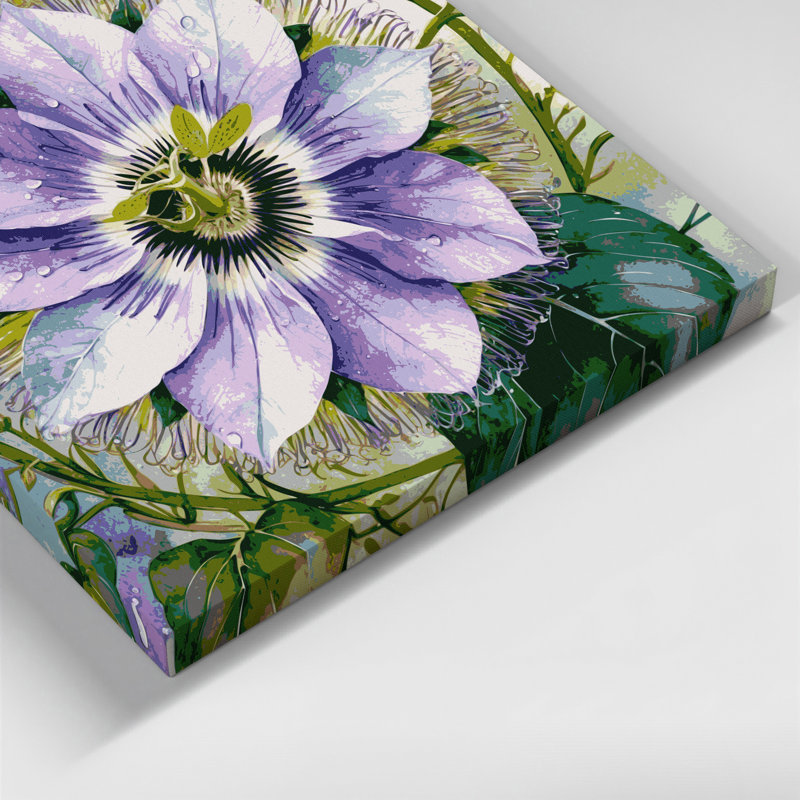 Art mural sur toile Botanical Passion Flower, H 12 po x l 12 po