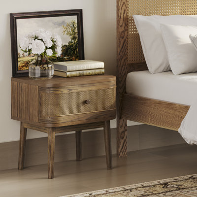 Callie Smoked Wood Bedside Cabinet