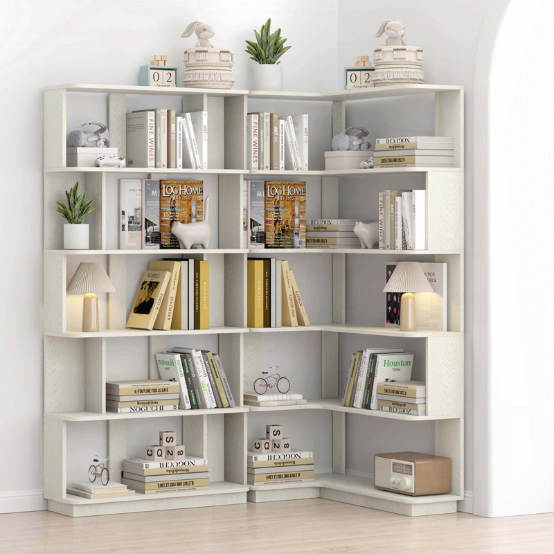 Ensemble de bibliothèque 90cm d'angle + 80cm droite (chêne blanc), Chêne blanc
