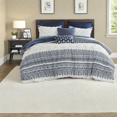 Farmhouse Cotton Bedding Sets With Chenille Tufting, Full/queen 3-piece