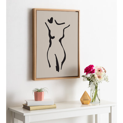 Minimalist Neutral Line Art Drawing Body by The Creative Bunch Studio Framed Canvas Wall Art Print