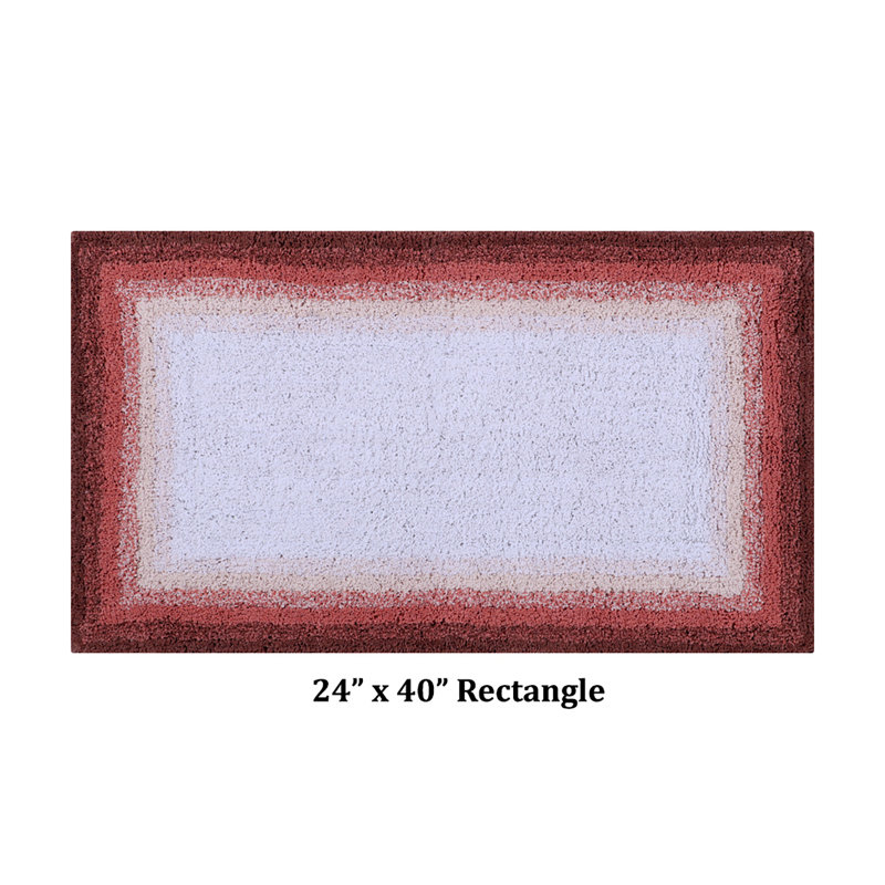 Rose and White Cotton Water-Absorbent Non-Slip Bathroom Rug