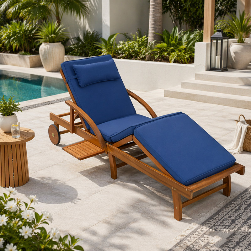 Chaises longues d'extérieur 77,5 ", Navy Blue, 1
