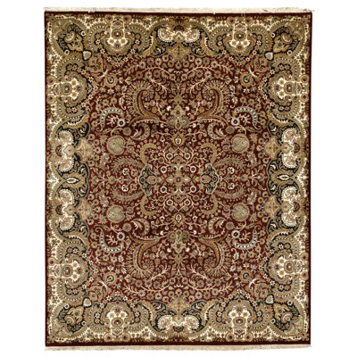 High-Quality Hand-Knotted Red And Cream Area Rug