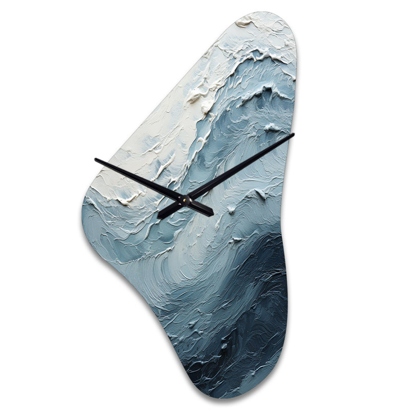 Bargo Minimalisme noir et bleu peinture vague II - horloge côtière unique, Moyenne