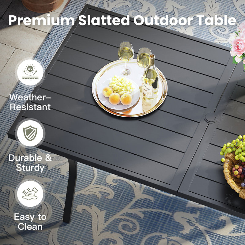 Rectangular Outdoor Dining Table, Black