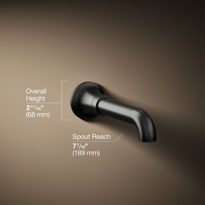Tone Wall-Mount Non-Diverter Bath Spout, Matte Black