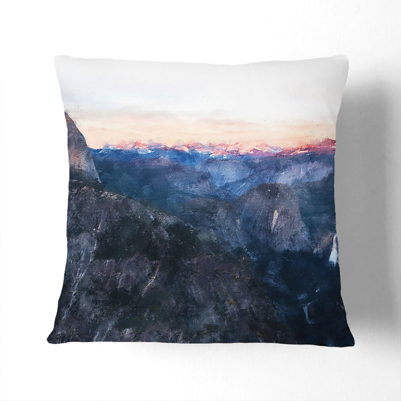 Half Dome Falls Painting Cushion with Filling, 55cm H x 55cm W x 20cm D, White