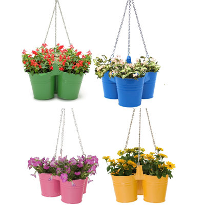 Enameled Galvanized Steel Triple Hanging Planter