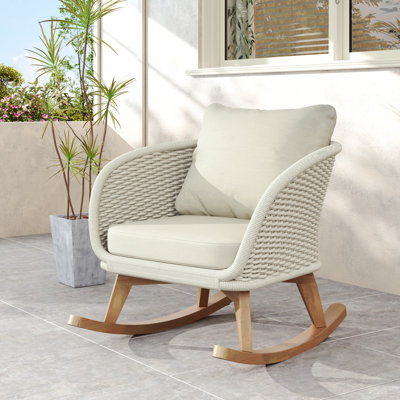 Hrannar Woven Rope Rocking Chair With Removable Cushions by Ebern Designs
