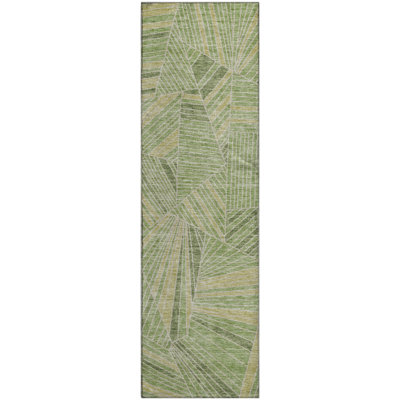 Premium Machine Washable Prisco Green Rug