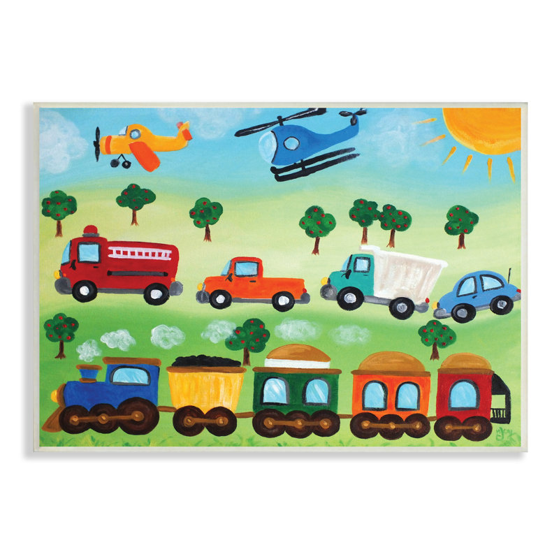 Art mural surdimensionné, avions, trains et automobiles par nJoyArt, H 13 po x l 19 po x P 0,5 po, Plaque murale