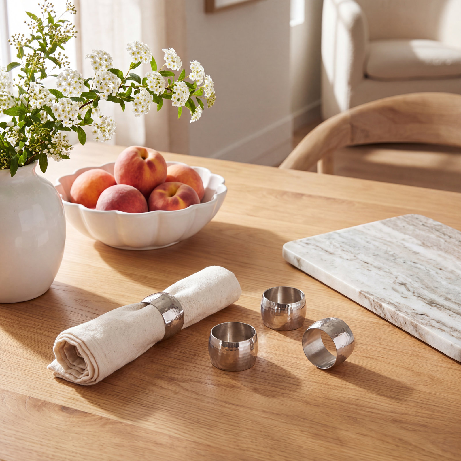 Round Shape Napkin Rings, Silver