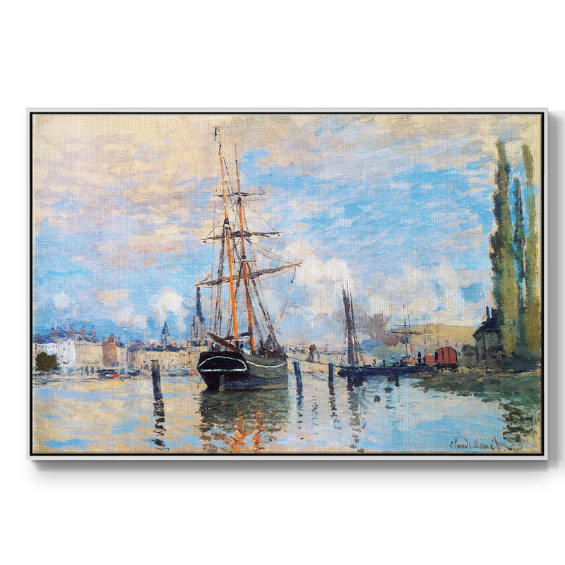 La seine à Rouen, 1872, reproduction d'art sur toile, H 25 po x l 37 po x P 2 po, Blanc